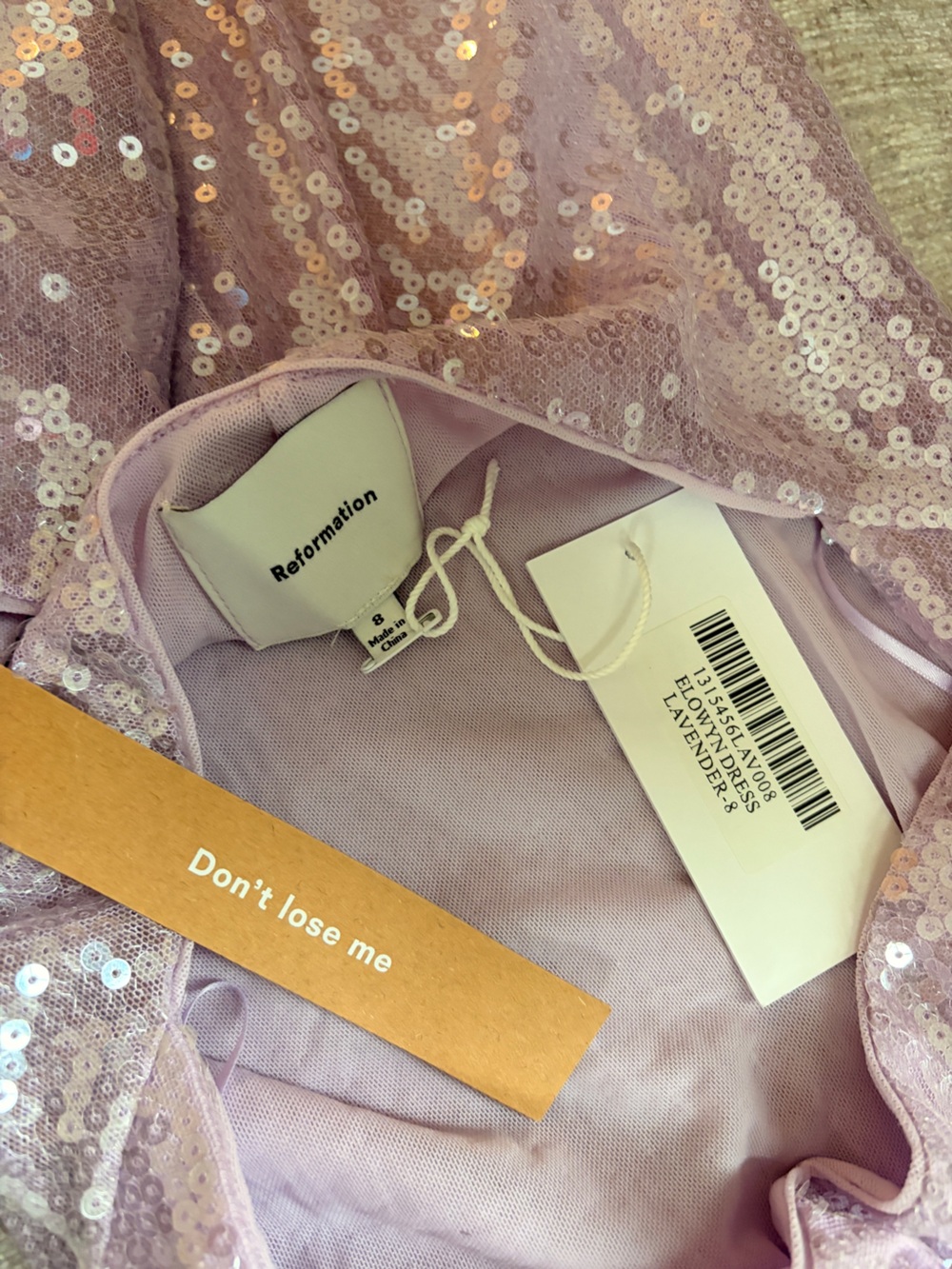 NWT Reformation Elowyn Sequin Dress Purple / Lavender Size 8 - Picture 6 of 8